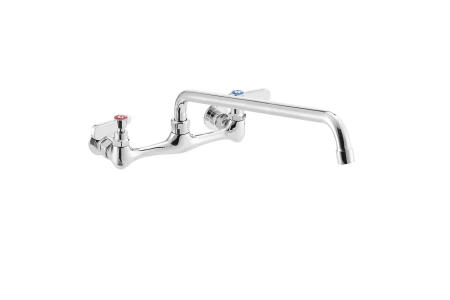 Wall Mount Faucet with 12" Swing Spout, 8" Centers and Lever Handles