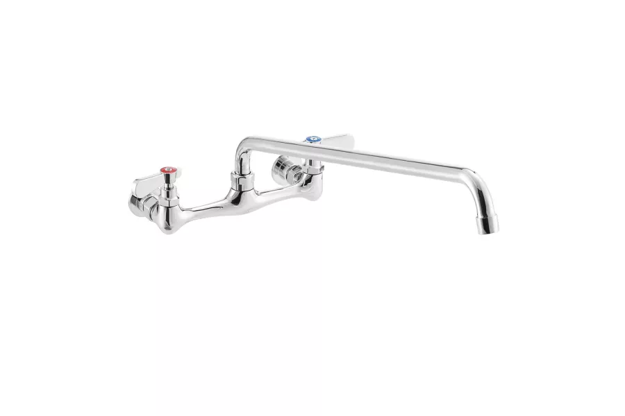 Wall Mount Faucet with 14" Swing Spout, 8" Centers and Lever Handles