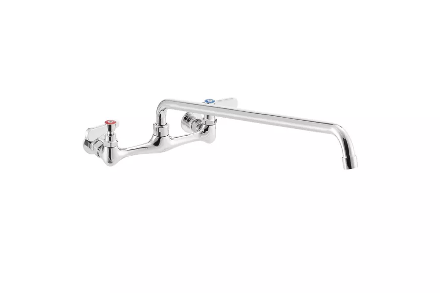 Wall Mount Faucet with 16" Swing Spout, 8" Centers and Lever Handles
