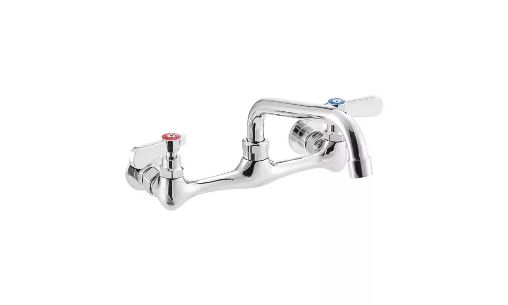 Wall Mount Faucet with 6" Swing Spout, 8" Centers and Lever Handles