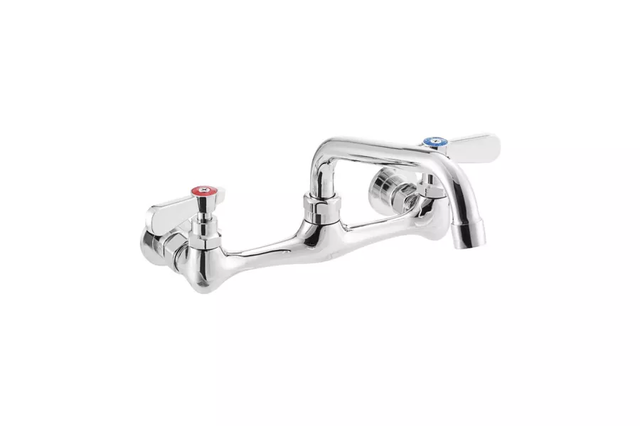Wall Mount Faucet with 6" Swing Spout, 8" Centers and Lever Handles