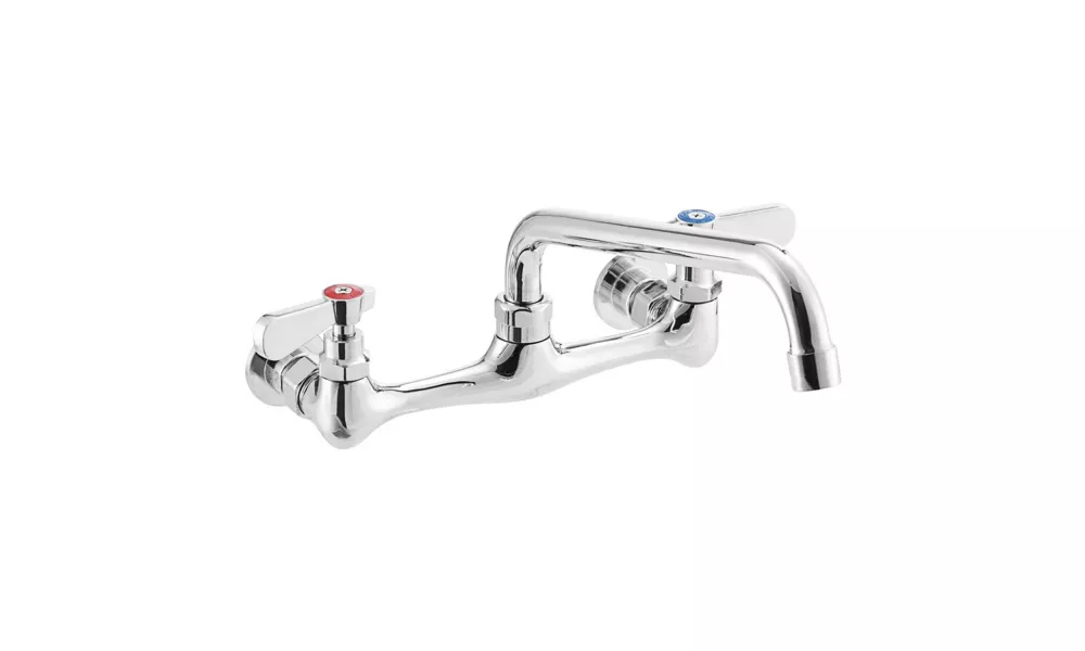 Wall Mount Faucet with 8" Swing Spout, 8" Centers and Lever Handles