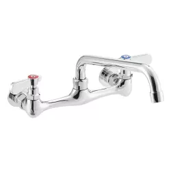 Wall Mount Faucet with 8" Swing Spout, 8" Centers and Lever Handles