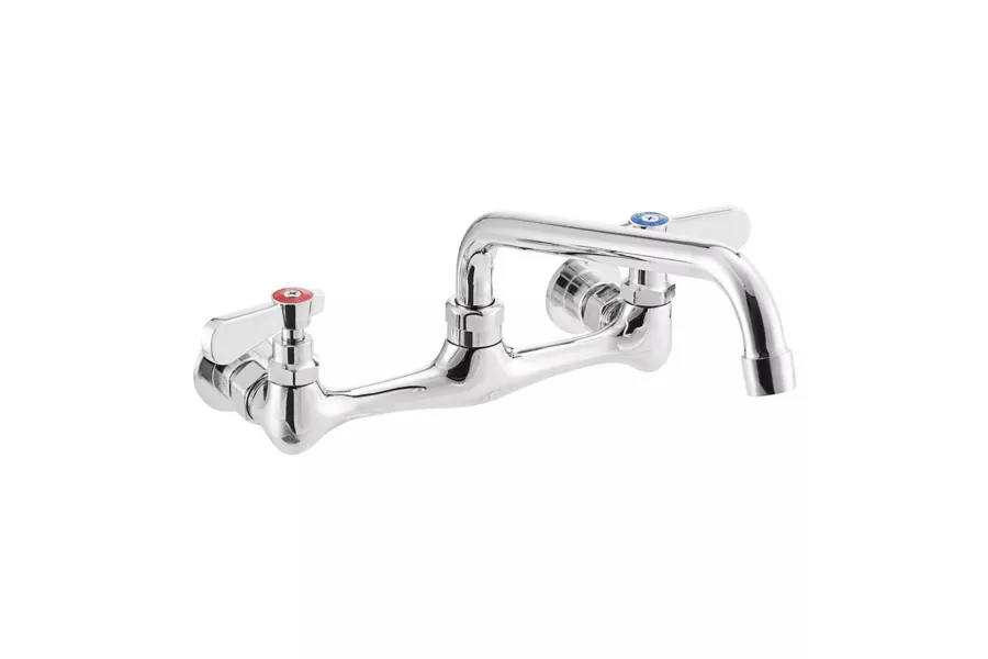 Wall Mount Faucet with 8" Swing Spout, 8" Centers and Lever Handles