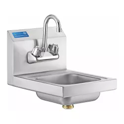 12" x 14" Stainless Steel Wall Mount Hand Sink with Faucet | Bowl Size: 9" x 9"
