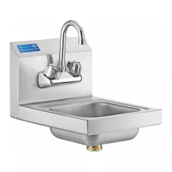 12" x 16" Stainless Steel Wall Mount Hand Sink with Faucet | Bowl Size: 9" x 9"