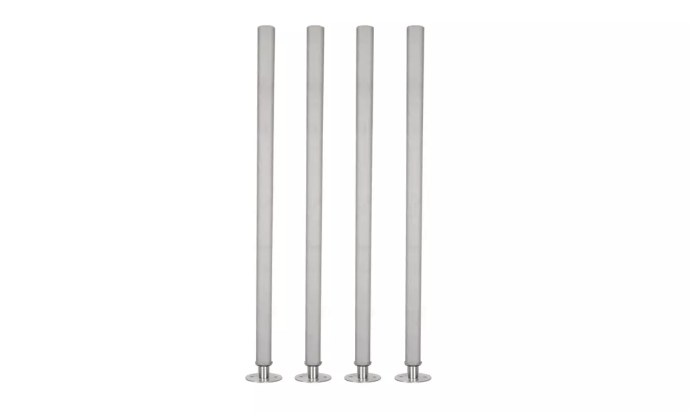 35" Galvanized Steel Legs for Work Tables with Adjustable Stainless Steel Flanged Foot | Set of 4 Legs