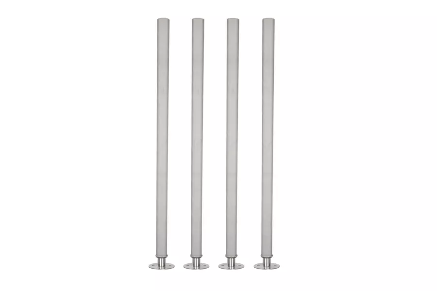 35" Galvanized Steel Legs for Work Tables with Adjustable Stainless Steel Flanged Foot | Set of 4 Legs