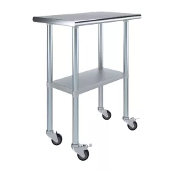 18" X 30" Stainless Steel Work Table With Undershelf and Casters