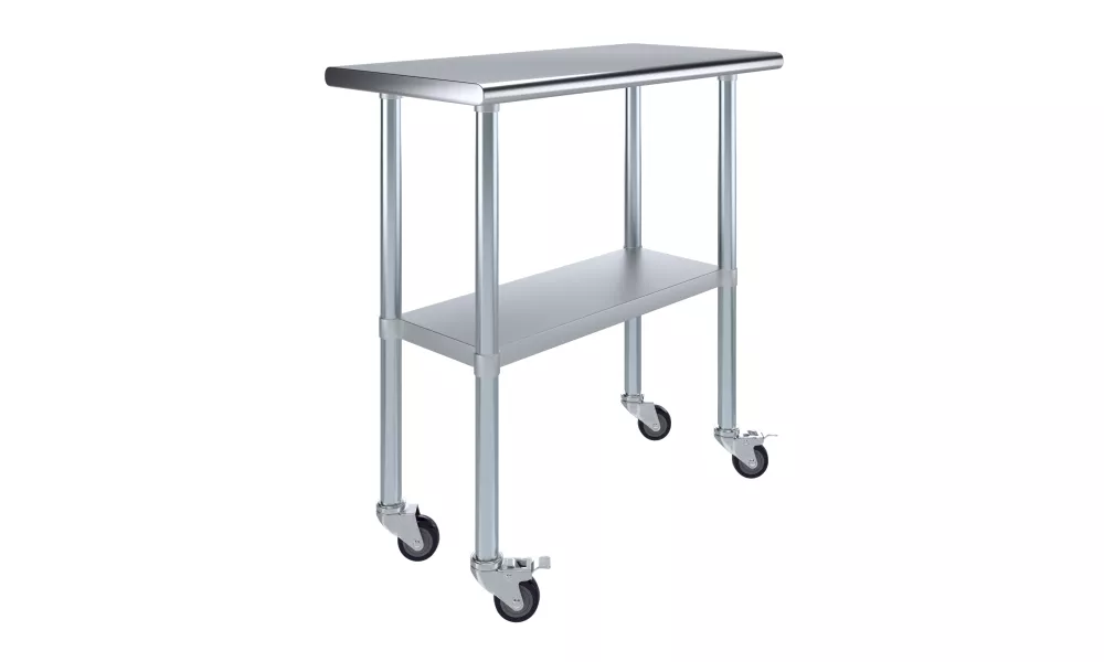 18" X 36" Stainless Steel Work Table With Undershelf and Casters