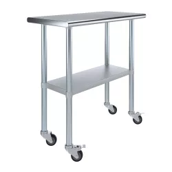 18" X 36" Stainless Steel Work Table With Undershelf and Casters