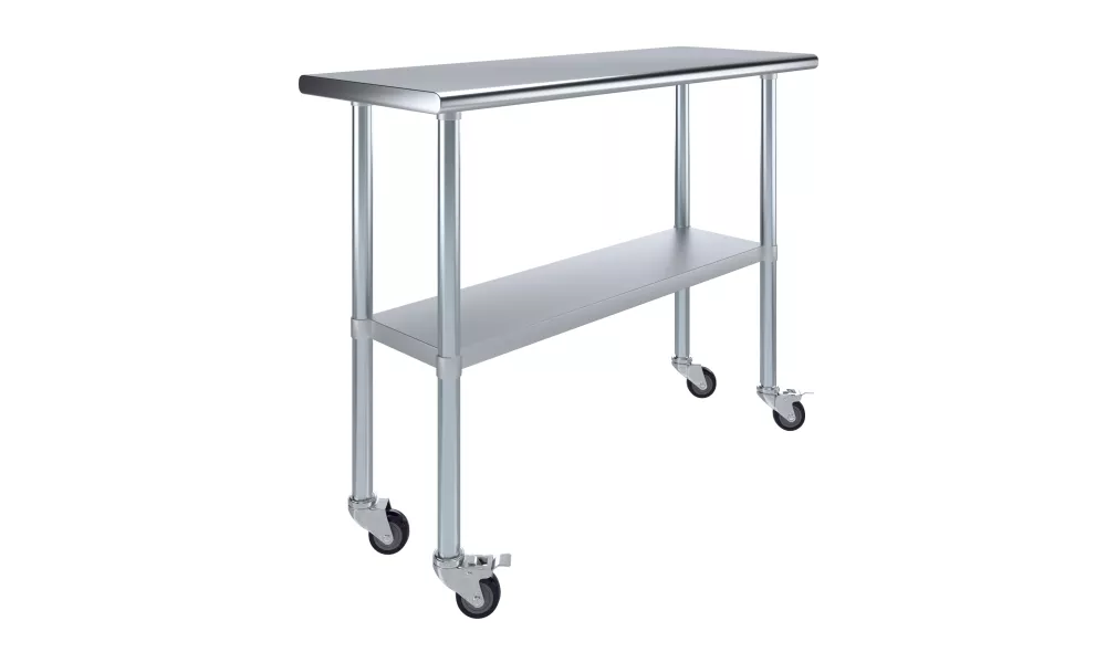 18" X 48" Stainless Steel Work Table With Undershelf and Casters