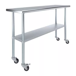 18" X 60" Stainless Steel Work Table With Undershelf and Casters