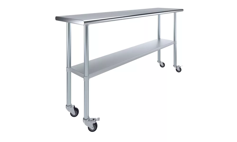 18" X 72" Stainless Steel Work Table With Undershelf and Casters