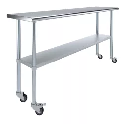 18" X 72" Stainless Steel Work Table With Undershelf and Casters
