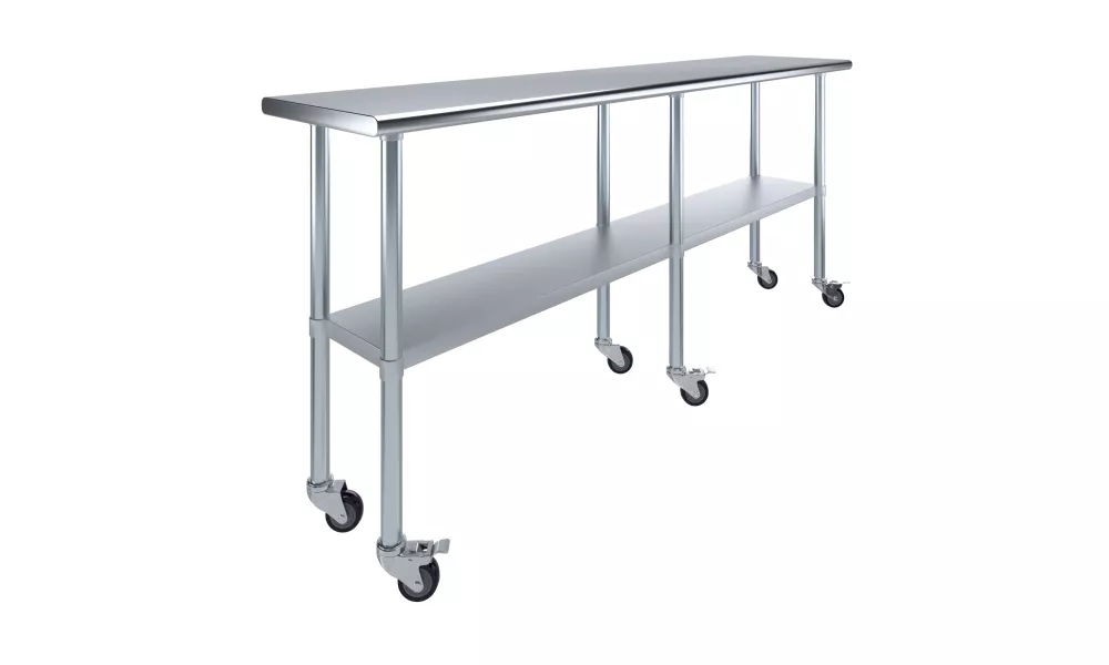 18" X 84" Stainless Steel Work Table With Undershelf & Casters
