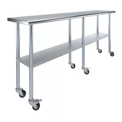 18" X 84" Stainless Steel Work Table With Undershelf & Casters