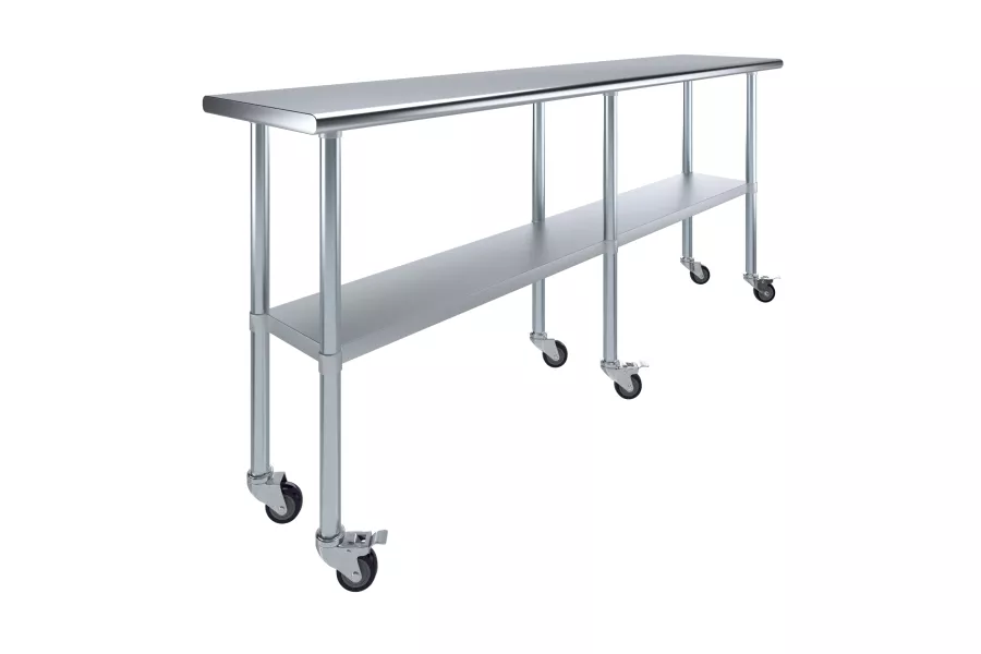 18 in. x 84 in. Stainless Steel Work Table With Undershelf & Casters