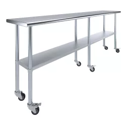 18" X 96" Stainless Steel Work Table With Undershelf and Casters