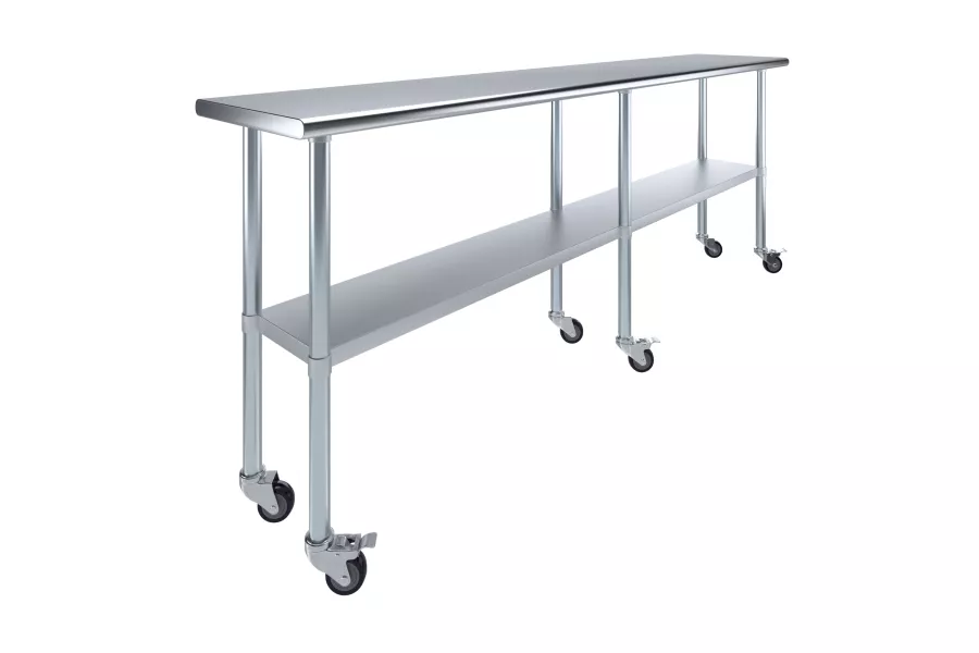 18 in. x 96 in. Stainless Steel Work Table With Undershelf and Casters
