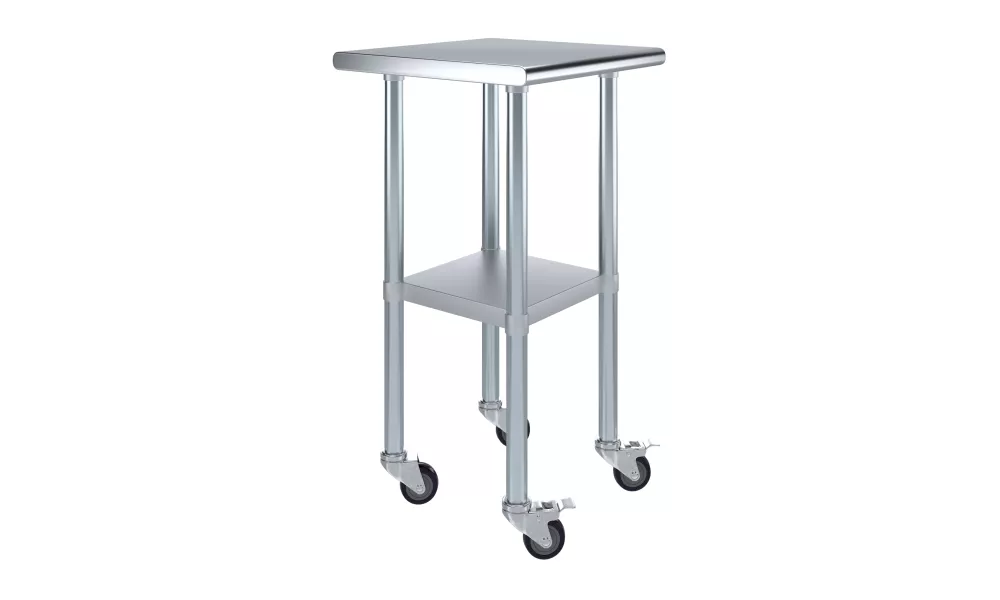 20" X 20" Stainless Steel Work Table With Undershelf and Casters