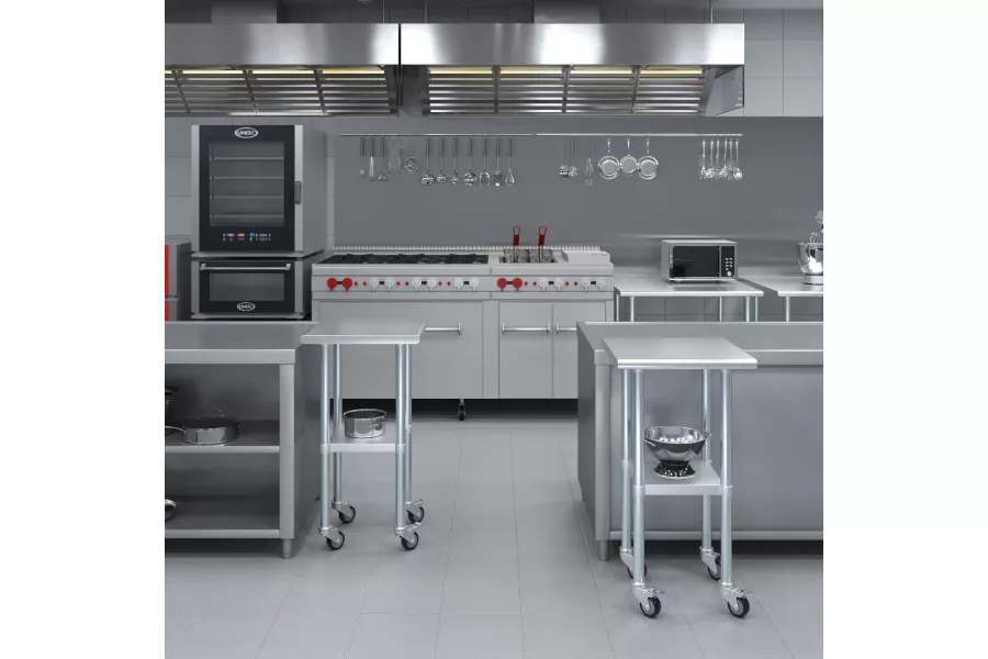 AmGood 20 in. x 20 in. Stainless Steel Table With Wheels