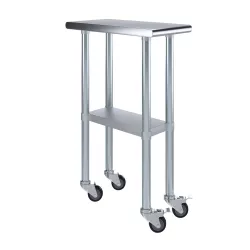 24" X 12" Stainless Steel Work Table With Undershelf and Casters