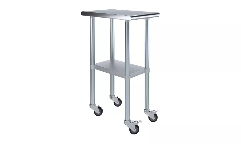 24" X 15" Stainless Steel Work Table With Undershelf and Casters