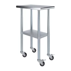 24" X 15" Stainless Steel Work Table With Undershelf and Casters