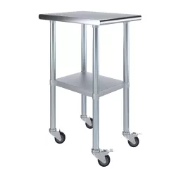 24" X 18" Stainless Steel Work Table With Undershelf and Casters