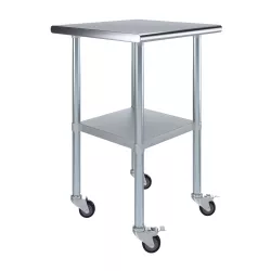 24" X 24" Stainless Steel Work Table With Undershelf and Casters