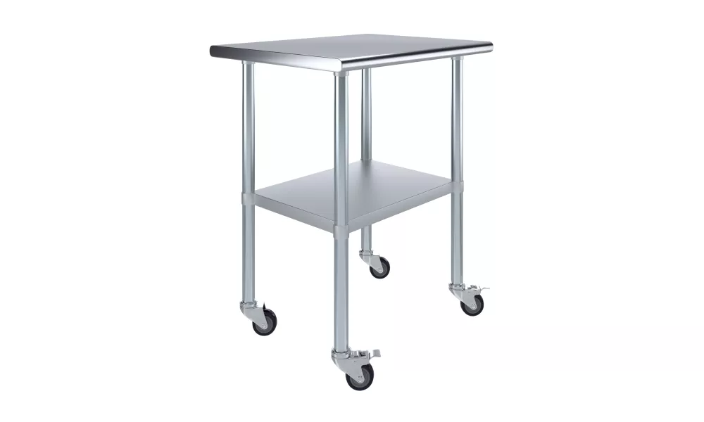 24" X 30" Stainless Steel Work Table With Undershelf and Casters