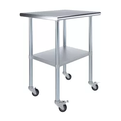 24" X 30" Stainless Steel Work Table With Undershelf and Casters