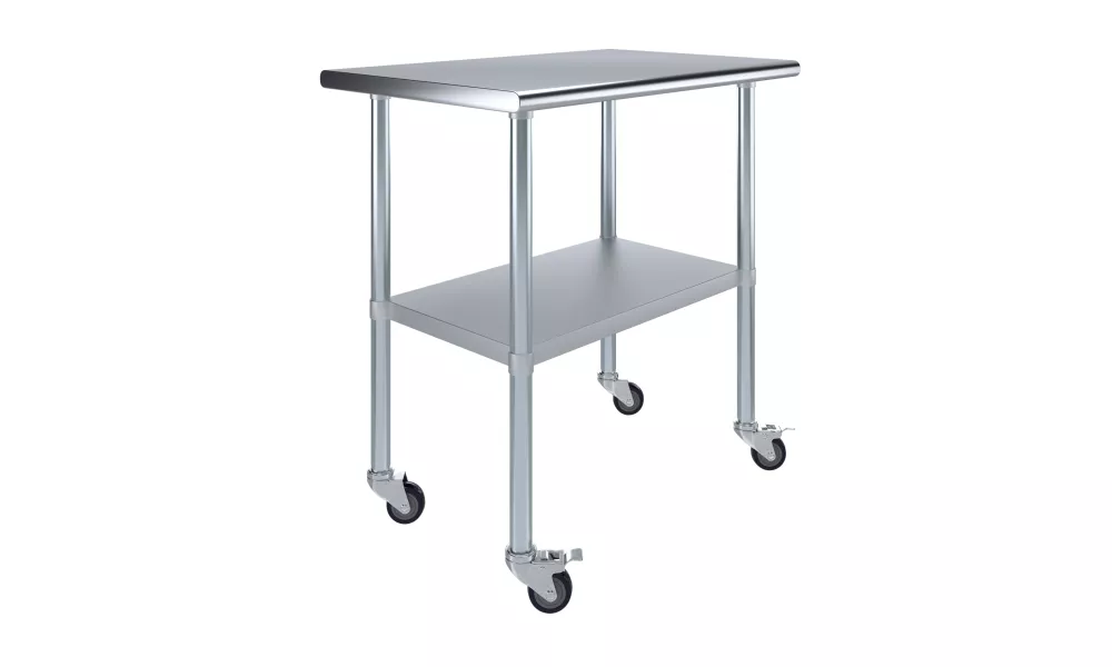 24" X 36" Stainless Steel Work Table With Undershelf and Casters