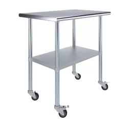 24" X 36" Stainless Steel Work Table With Undershelf and Casters