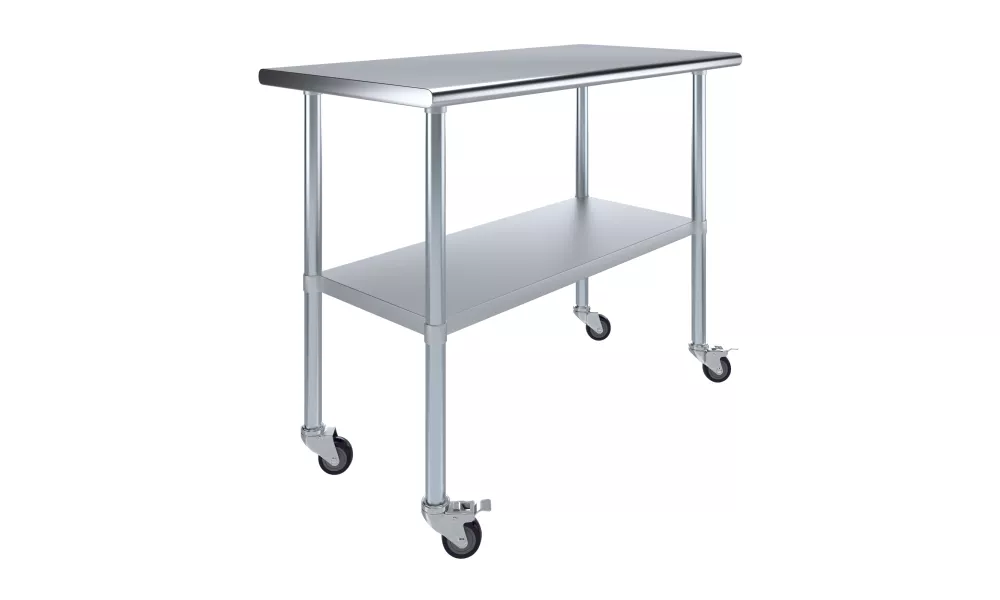 24" X 48" Stainless Steel Work Table With Undershelf and Casters