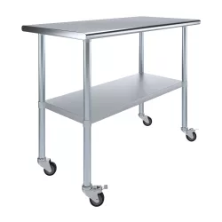 image-24" X 48" Stainless Steel Work Table With Undershelf and Casters