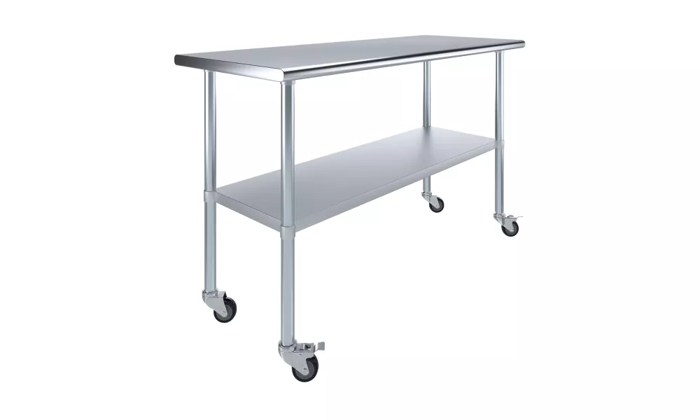 24 in. x  60 in. Stainless Steel Table With Wheels