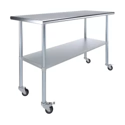 24" X 60" Stainless Steel Work Table With Undershelf and Casters