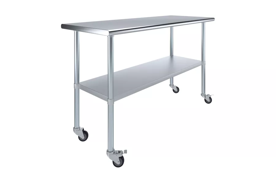 24 in. x  60 in. Stainless Steel Table With Wheels