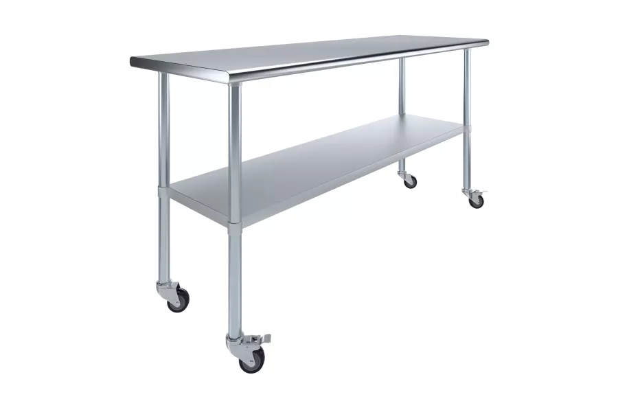 24 in. x 72 in. Stainless Steel Work Table With Undershelf and Casters