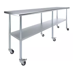 24" X 96" Stainless Steel Work Table With Undershelf and Casters