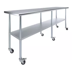 24 in. x 96 in. Stainless Steel Work Table With Undershelf and Casters
