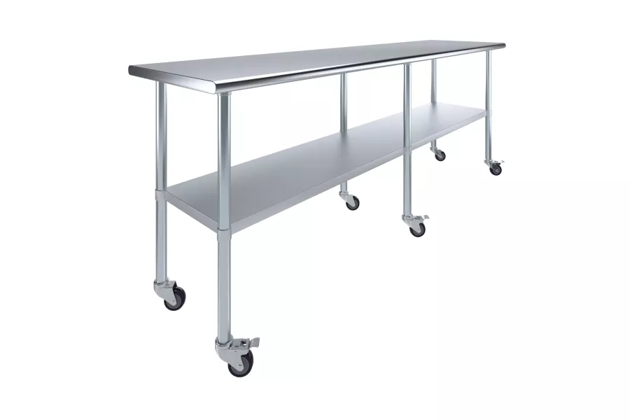 24 in. x 96 in. Stainless Steel Work Table With Undershelf and Casters