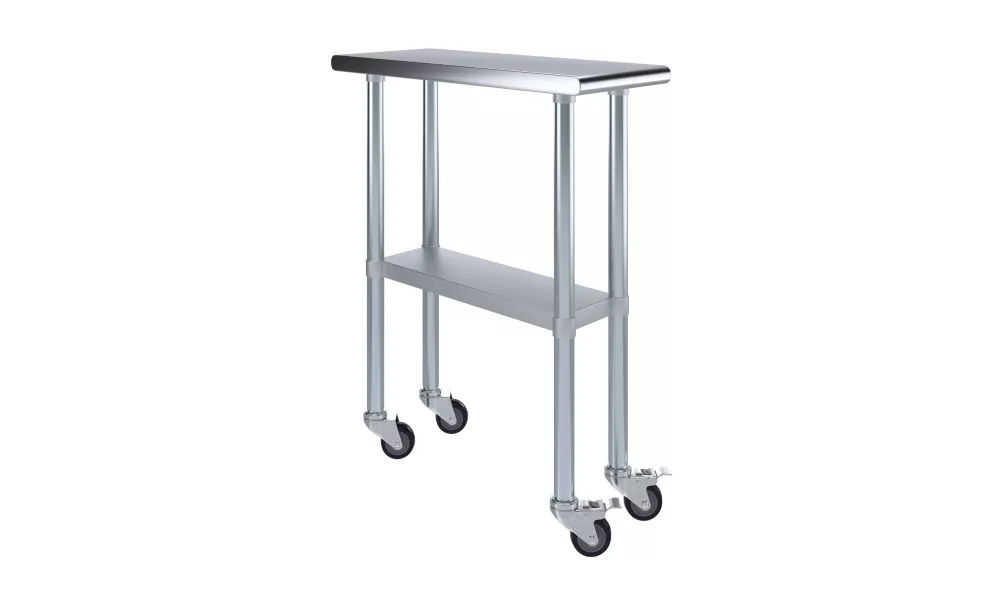 30" X 12" Stainless Steel Work Table With Undershelf and Casters