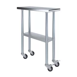 30" X 12" Stainless Steel Work Table With Undershelf and Casters