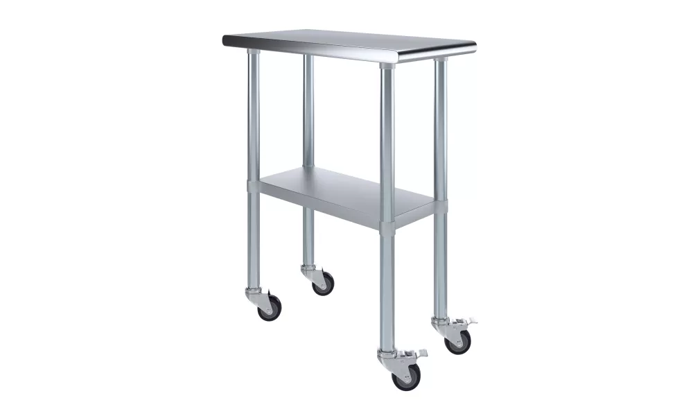 30" X 15" Stainless Steel Work Table With Undershelf and Casters