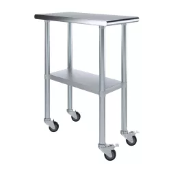 30" X 15" Stainless Steel Work Table With Undershelf and Casters