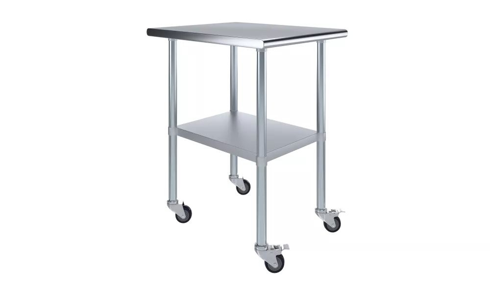 30" X 24" Stainless Steel Work Table With Undershelf and Casters