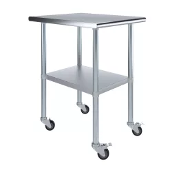 30" X 24" Stainless Steel Work Table With Undershelf and Casters